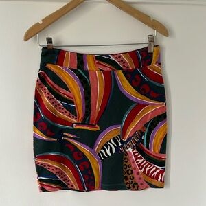 Farm Rio X Anthropologie Halley Knit Mini Skirt Banana Print Size XS NWT